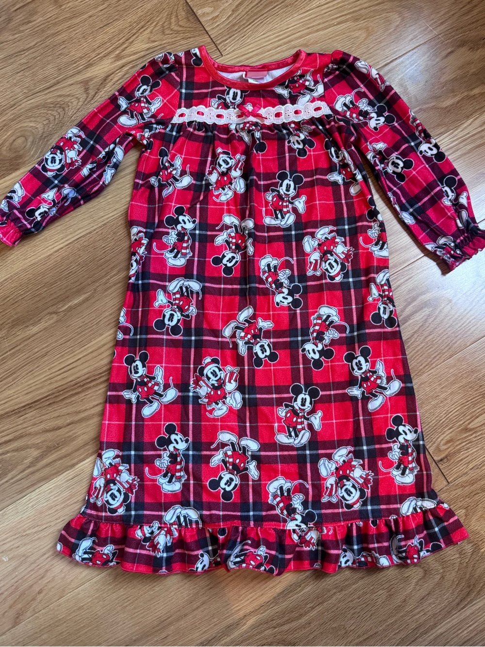 Disney Red Plaid Mickey Mouse Nightgown for Girls
